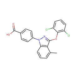 Cc1cccc2c1c(Oc1c(Cl)cccc1Cl)nn2-c1ccc(C(=O)O)cc1 ZINC001772654725