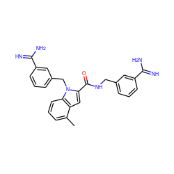 Cc1cccc2c1cc(C(=O)NCc1cccc(C(=N)N)c1)n2Cc1cccc(C(=N)N)c1 ZINC000001490441