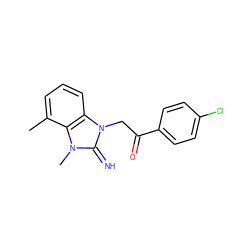 Cc1cccc2c1n(C)c(=N)n2CC(=O)c1ccc(Cl)cc1 ZINC000029128201