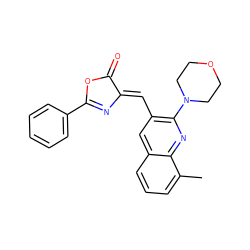 Cc1cccc2cc(/C=C3\N=C(c4ccccc4)OC3=O)c(N3CCOCC3)nc12 ZINC000001158397