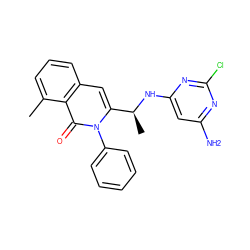 Cc1cccc2cc([C@H](C)Nc3cc(N)nc(Cl)n3)n(-c3ccccc3)c(=O)c12 ZINC000088346115