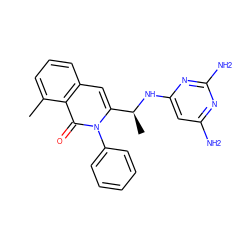 Cc1cccc2cc([C@H](C)Nc3cc(N)nc(N)n3)n(-c3ccccc3)c(=O)c12 ZINC000088345819