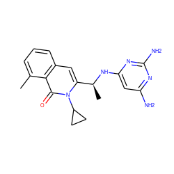 Cc1cccc2cc([C@H](C)Nc3cc(N)nc(N)n3)n(C3CC3)c(=O)c12 ZINC000088345720