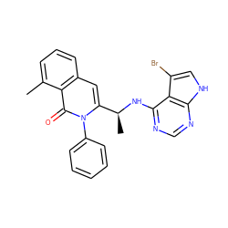 Cc1cccc2cc([C@H](C)Nc3ncnc4[nH]cc(Br)c34)n(-c3ccccc3)c(=O)c12 ZINC000088346094