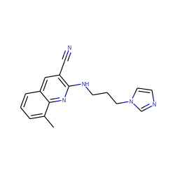 Cc1cccc2cc(C#N)c(NCCCn3ccnc3)nc12 ZINC000004861867