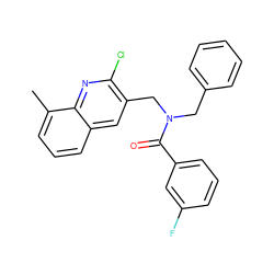 Cc1cccc2cc(CN(Cc3ccccc3)C(=O)c3cccc(F)c3)c(Cl)nc12 ZINC000004861337