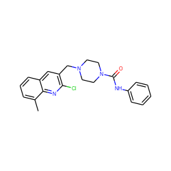 Cc1cccc2cc(CN3CCN(C(=O)Nc4ccccc4)CC3)c(Cl)nc12 ZINC000038268106