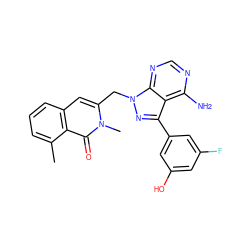 Cc1cccc2cc(Cn3nc(-c4cc(O)cc(F)c4)c4c(N)ncnc43)n(C)c(=O)c12 ZINC000088345760