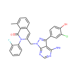 Cc1cccc2cc(Cn3nc(-c4ccc(O)c(Cl)c4)c4c(N)ncnc43)n(-c3ccccc3F)c(=O)c12 ZINC000145965009