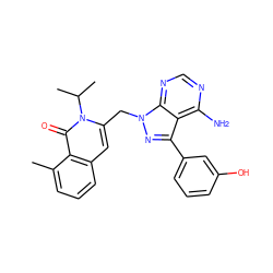 Cc1cccc2cc(Cn3nc(-c4cccc(O)c4)c4c(N)ncnc43)n(C(C)C)c(=O)c12 ZINC000088346052