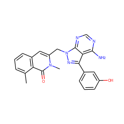 Cc1cccc2cc(Cn3nc(-c4cccc(O)c4)c4c(N)ncnc43)n(C)c(=O)c12 ZINC000088346175