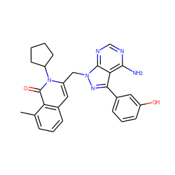 Cc1cccc2cc(Cn3nc(-c4cccc(O)c4)c4c(N)ncnc43)n(C3CCCC3)c(=O)c12 ZINC000088345858