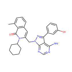 Cc1cccc2cc(Cn3nc(-c4cccc(O)c4)c4c(N)ncnc43)n(C3CCCCC3)c(=O)c12 ZINC000088346107