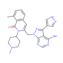 Cc1cccc2cc(Cn3nc(-c4cn[nH]c4)c4c(N)ncnc43)n(C3CCN(C)CC3)c(=O)c12 ZINC000145961398