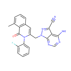 Cc1cccc2cc(Cn3nc(C#N)c4c(N)ncnc43)n(-c3ccccc3F)c(=O)c12 ZINC000146063367