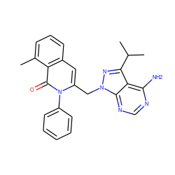 Cc1cccc2cc(Cn3nc(C(C)C)c4c(N)ncnc43)n(-c3ccccc3)c(=O)c12 ZINC000088346128