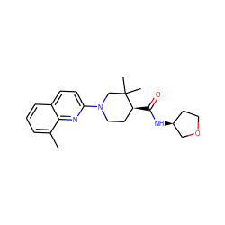 Cc1cccc2ccc(N3CC[C@H](C(=O)N[C@H]4CCOC4)C(C)(C)C3)nc12 ZINC001772632448