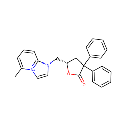 Cc1cccc2n(C[C@@H]3CC(c4ccccc4)(c4ccccc4)C(=O)O3)cc[n+]12 ZINC000013651190