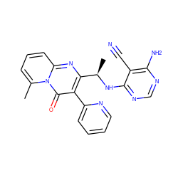 Cc1cccc2nc([C@@H](C)Nc3ncnc(N)c3C#N)c(-c3ccccn3)c(=O)n12 ZINC000114790103