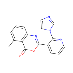 Cc1cccc2nc(-c3cccnc3-n3ccnc3)oc(=O)c12 ZINC000042965220