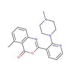 Cc1cccc2nc(-c3cccnc3N3CCN(C)CC3)oc(=O)c12 ZINC000043067887