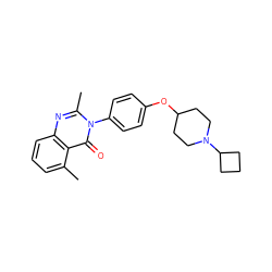 Cc1cccc2nc(C)n(-c3ccc(OC4CCN(C5CCC5)CC4)cc3)c(=O)c12 ZINC000040943550