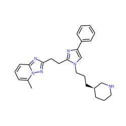 Cc1cccc2nc(CCc3nc(-c4ccccc4)cn3CCC[C@@H]3CCCNC3)nn12 ZINC000261128544