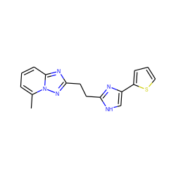 Cc1cccc2nc(CCc3nc(-c4cccs4)c[nH]3)nn12 ZINC000072315146