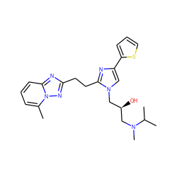 Cc1cccc2nc(CCc3nc(-c4cccs4)cn3C[C@@H](O)CN(C)C(C)C)nn12 ZINC000117891574