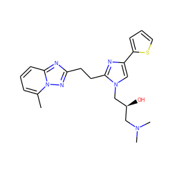 Cc1cccc2nc(CCc3nc(-c4cccs4)cn3C[C@@H](O)CN(C)C)nn12 ZINC000117862364