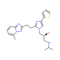 Cc1cccc2nc(CCc3nc(-c4cccs4)cn3C[C@@H](O)CNC(C)C)nn12 ZINC000117894901