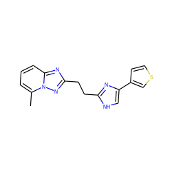 Cc1cccc2nc(CCc3nc(-c4ccsc4)c[nH]3)nn12 ZINC000117868724