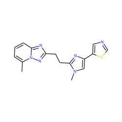 Cc1cccc2nc(CCc3nc(-c4cncs4)cn3C)nn12 ZINC000117857639