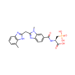 Cc1cccc2nc(Cc3nc4ccc(C(=O)N[C@@H](CP(=O)(O)O)C(=O)O)cc4n3C)[nH]c12 ZINC000003587853