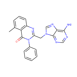 Cc1cccc2nc(Cn3cnc4c(N)ncnc43)n(-c3ccccc3)c(=O)c12 ZINC001772634581