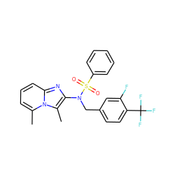 Cc1cccc2nc(N(Cc3ccc(C(F)(F)F)c(F)c3)S(=O)(=O)c3ccccc3)c(C)n12 ZINC000167641655