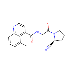 Cc1cccc2nccc(C(=O)NCC(=O)N3CCC[C@H]3C#N)c12 ZINC000169312162