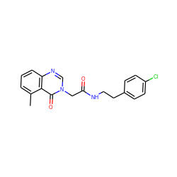 Cc1cccc2ncn(CC(=O)NCCc3ccc(Cl)cc3)c(=O)c12 ZINC000653735488