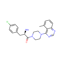Cc1cccc2ncnc(N3CCN(C(=O)[C@H](N)Cc4ccc(Cl)cc4)CC3)c12 ZINC000064527394