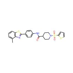 Cc1cccc2sc(-c3ccc(NC(=O)C4CCN(S(=O)(=O)c5cccs5)CC4)cc3)nc12 ZINC000040861176