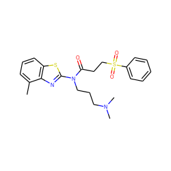 Cc1cccc2sc(N(CCCN(C)C)C(=O)CCS(=O)(=O)c3ccccc3)nc12 ZINC000012140968