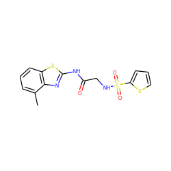 Cc1cccc2sc(NC(=O)CNS(=O)(=O)c3cccs3)nc12 ZINC000004758001