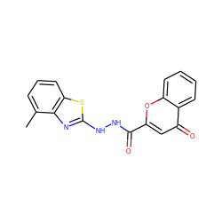 Cc1cccc2sc(NNC(=O)c3cc(=O)c4ccccc4o3)nc12 ZINC000004121301