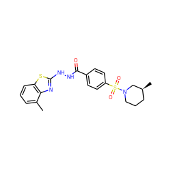 Cc1cccc2sc(NNC(=O)c3ccc(S(=O)(=O)N4CCC[C@H](C)C4)cc3)nc12 ZINC000008683773