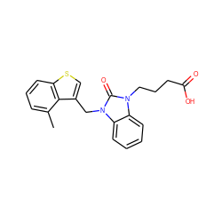 Cc1cccc2scc(Cn3c(=O)n(CCCC(=O)O)c4ccccc43)c12 ZINC000072178162