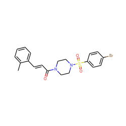 Cc1ccccc1/C=C/C(=O)N1CCN(S(=O)(=O)c2ccc(Br)cc2)CC1 ZINC000015927970