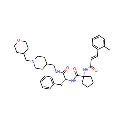 Cc1ccccc1/C=C/C(=O)NC1(C(=O)N[C@H](Cc2ccccc2)C(=O)NCC2CCN(CC3CCOCC3)CC2)CCCC1 ZINC000044306723