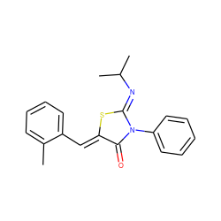 Cc1ccccc1/C=C1\S/C(=N\C(C)C)N(c2ccccc2)C1=O ZINC000049125851