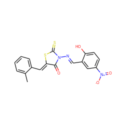 Cc1ccccc1/C=C1\SC(=S)N(/N=C/c2cc([N+](=O)[O-])ccc2O)C1=O ZINC000013520859