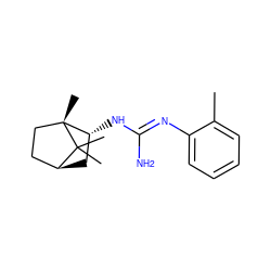 Cc1ccccc1/N=C(\N)N[C@@H]1C[C@H]2CC[C@@]1(C)C2(C)C ZINC000169325665